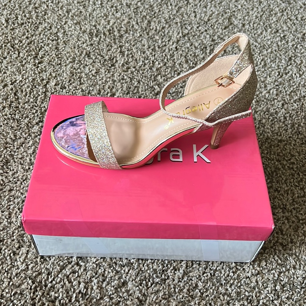 Allegra K Women's Glitter Ankle Strap Stiletto Heel Sandals
